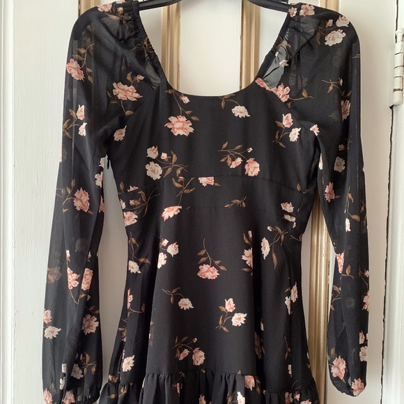 Garage Tiered Chiffon Dress - Jet Black Floral - TP/XS - Picture 1 of 7